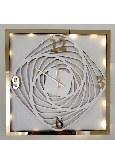 Ledli Modern Dekoeratif Hediyelik Duvar Saati 50x50 Cm