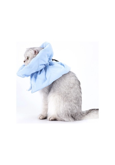 Geeksen Kedi Yaralı Yalama Engelleme Baskılı, Ayarlanabilir, Hafif Polyester, M Büyüklük, Mavi Renk