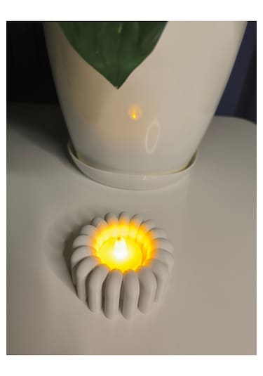Modern Tealight Mumluk Beyaz