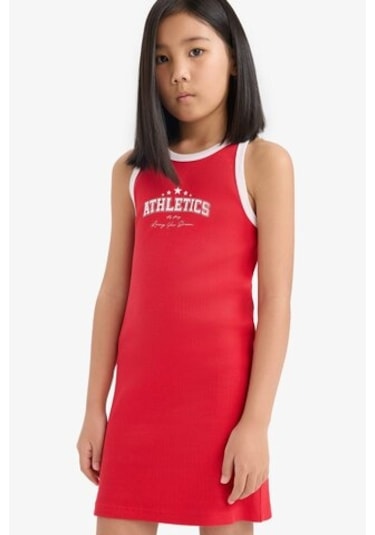 DeFacto Kız Çocuk Baskılı Fitilli Kaşkorse Kolsuz Yazlık Elbise -  B4491A825SMRD51