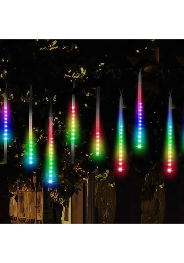Meteor Kayan Led Rgb Işık 8 Tüp Yılbaşı Ağaç Aydınlatma