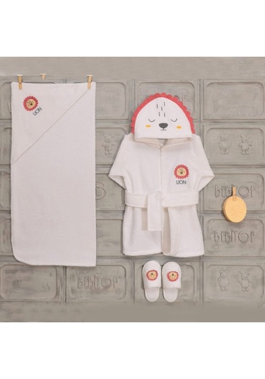 Bebitof 30024 Aslanlı Bebek Bornoz Seti Pembe