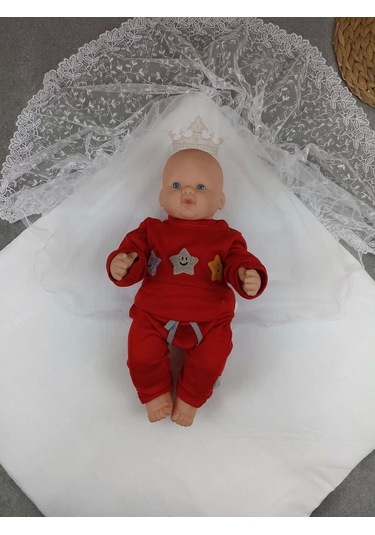 Yenidoğan Kumru Plazma Taçlı Lüks Kundak Bebek Battaniyesi Ekru Ekru