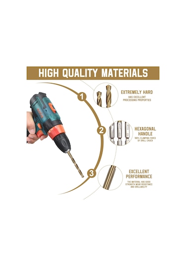 26 Parçalı Titanyum Matkap Seti, Altıgen Şaft, Hızlı Matkap Ucu,