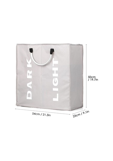 Cbtx Katlanabilir 2 Bölümlü Katlanabilir Çamaşır Sepeti Dayanıklı Oxford Kumaş - Açık Gri Diğer