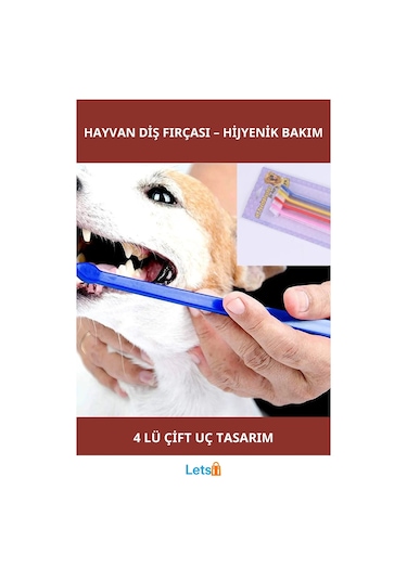 Çift Taraflı Hayvan Diş Fırçası 4'lü Set Kediler Ve Köpekler İçin