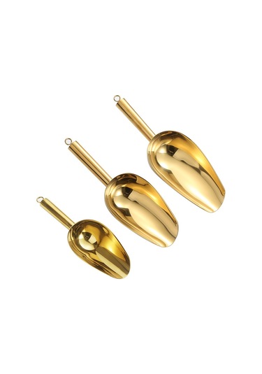 Dianziye Stok Gıda Kova: Kalın Paslanmaz Çelik Buz/sakız/çay/un/seker Kovalama Aleti, Düz Tabanlı, Süpermarket Uyumlu, 4 Numara Altın