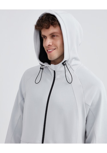 Skechers M 2Xı-Lock Full Zip Hoodie Sweatshirt Erkek Stone Fermuarlı Eşofman Üstü S232184-043 Gri