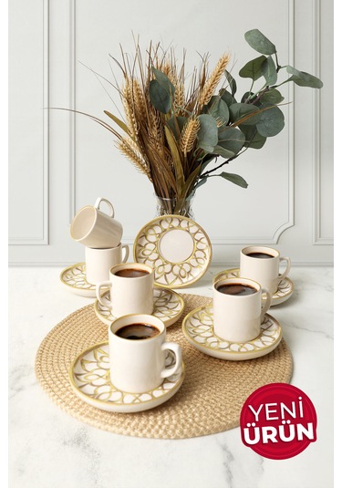 Keramika Worn Gold Nordic Kahve Takımı 12 Parça 6 Kişilik 22968