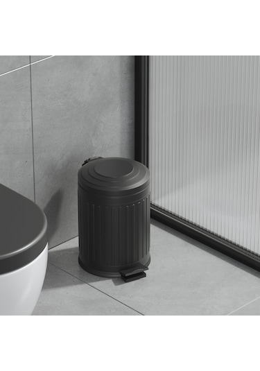 Aqua Bagno Midas Çöp Kovası -pedallı 5 Lt. , Mat Siyah Siyah
