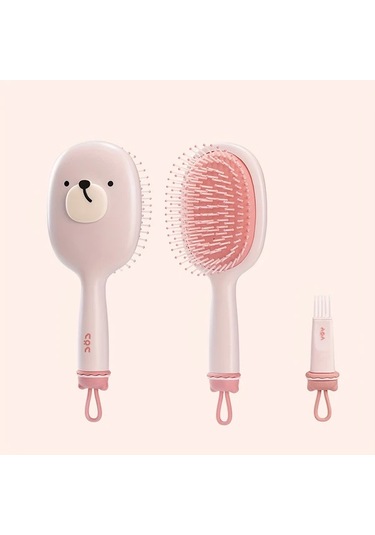 Elmpaly Sarı Renkli Anti-statik Ayı Yüz Tasarımlı Yumuşak Fırça Saç Açma Ve Masaj Tarak