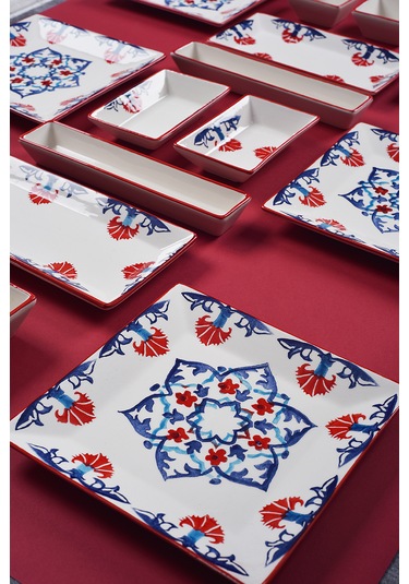 Piatti Naturali 16 Parça 6 Kişilik Çini Kahvaltı Takımı Handmade Sunum Seti Çok Renkli