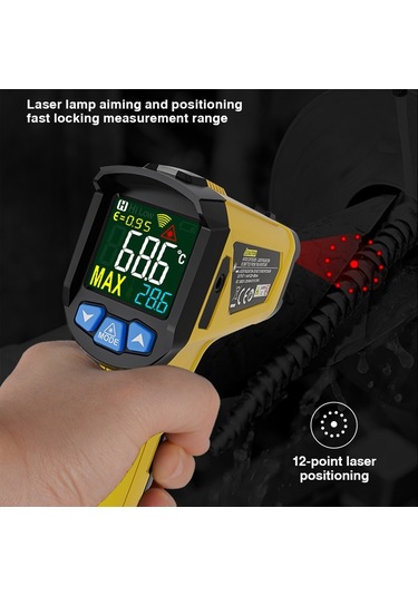 Mestek 800c El Kızılötesi Sıcaklık Ölçer Yüksek Hassasiyetli Endüstriyel Sıcaklık Nem Ölçer 12 Noktalı Lazer Konumlandırma İle Taşınabilir Termometre