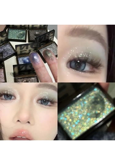 Köpüklü Glitter Mavi Göz Farı Paleti Fosforlu Siyah Gümüş Punk Dumanlı Göz Farı 04 3.2g 01
