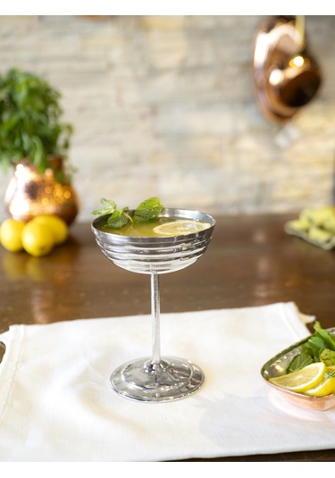 Bakır Kadeh Dilimli Model Gümüş Renk 2'li