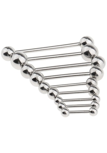 Homyl 9 Parça Paslanmaz Çelik Dil Halkası Kaş Meme Gümüş