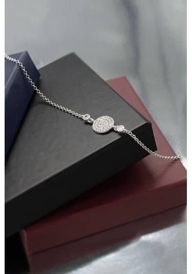 Parmas Design Yuvarlak Zirkon Taşlı 925 Ayar Gümüş Ayarlanabilir Kadın Bileklik - Gümüş