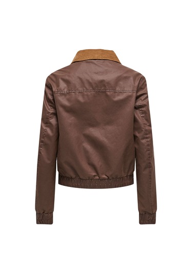 Only Kadın Regular Fit Kadife Gömlek Yaka Kısa Mont - 15335923 Kahverengi