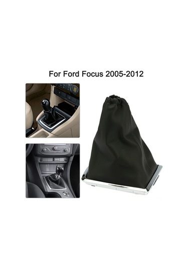 Dianziye Ford Focus 2005-2012 İçin Kauçuk Ve Deri Vites Koruma Kılıfı - Siyah Siyah