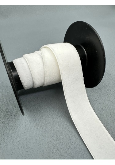2.5 Cm Likralı Esnek Kadife-5 Metre-beyaz