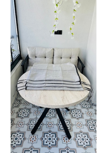 Bahçe Balkon Takımı Minder Kılıf Takımı 4 Adet Açık Gri