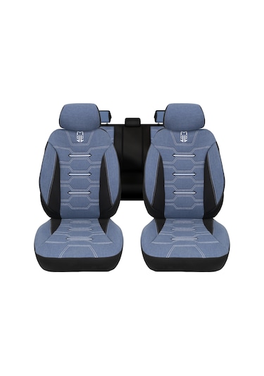 Minderland Fa Serisi - Volkswagen Amarok İle Uyumlu Koltuk Kılıfı, Keten / Mavi Melanj