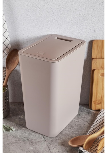Perotti Taupe Kahverengi Molly 12 Litre Click Çöp Kovası Beyaz