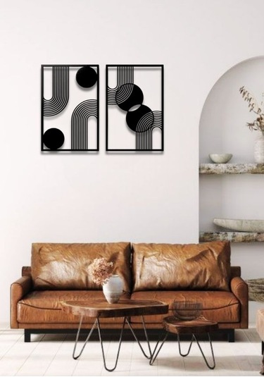 Bohem Stil Minimalist 2 Li Metal Duvar Dekoru Seti
