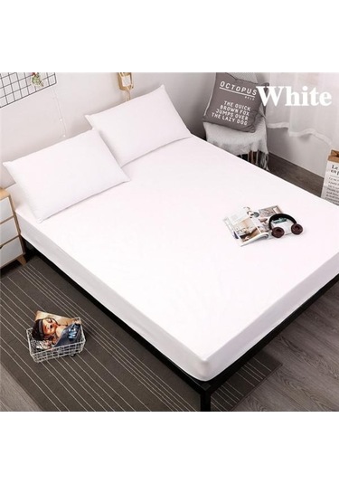 Novahub Beyaz Yeni Renkli Yatak Örtüsü Su Geçirmez Yatak Koruyucu Pamuk Yumuşak Ve Rahat Tüm Yatak Boyutlarına Uygun Yıkanabilir Beyaz Beyaz