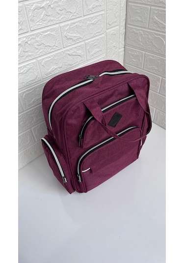 Hafif Kullanışlı Termal Biberon Bölmeli Bebek Arabasına Asma Aparatlı Anne Bebek Bebek Bakım Çantası Bordo