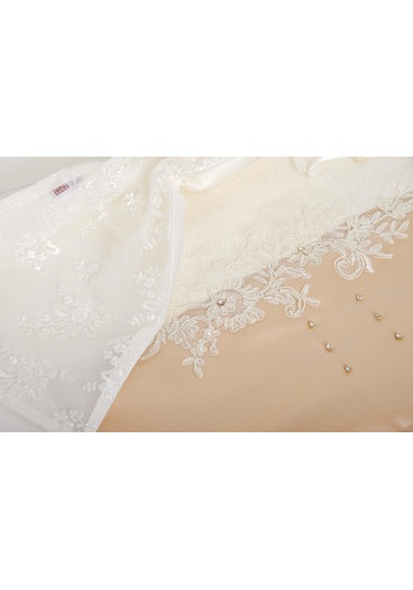 Finezza Roza Pamuk Taş işlemeli Dantel keseli Kreme Bej Havlu 50x90 cm  - 1379 KREM - BEJ