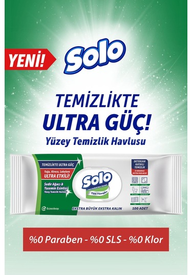 Solo Ultra Güç Sedir & Yasemin Yüzey Temizleme Mendili 100 Yaprak