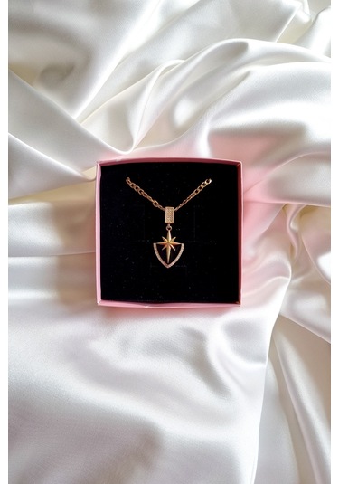 Taşlı Kutup Yıldızı Şık Model Çelik Kolye