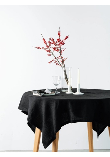 Wellstil Premium Keten Masa Örtüsü Siyah