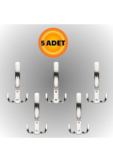 Uzun Noktalı Metal Askı Şık Portmanto Askılık Dolap Mobilya Askısı Vidalar Dahil 5 Adet Krom