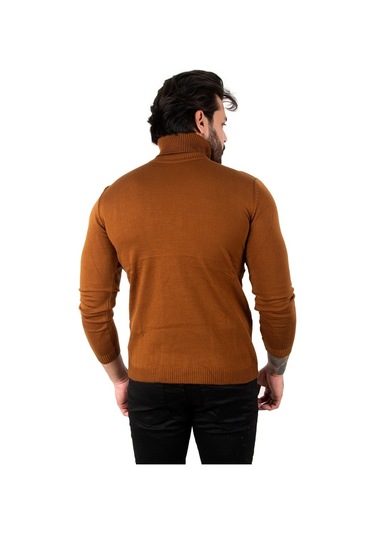 Deepsea Kahve Balıkçı Yaka Kahve Düz Kazak 2002292 Kahve Kahverengi