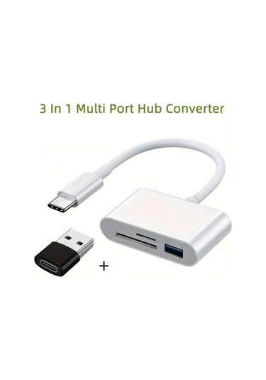 Willowhaven 3 İn 1 Usb C Hizli Adaptor Set Beyaz Sd Tf Okuyucu Ve Lightning Baglantili