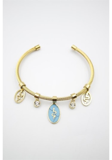 Yılan Örgü Bilezik - Altın Sarı