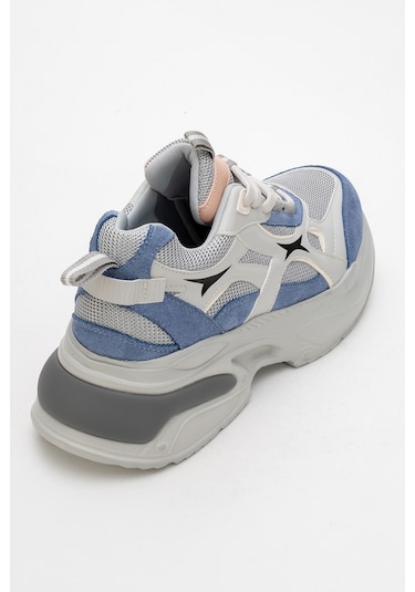 Marron Mavi Gri Kadın Spor Sneakers Mavi - Gri