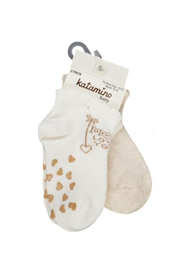 Katamino Kitkat 2'li Abs Kız Bebek Çorabı 20407 Ekru-krem
