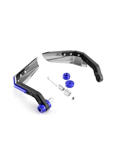 Vkemall Evrensel Motosiklet El Koruyucusu - Cnc Paslanmaz Çelik, Anodize Mavi Rengi, Rüzgar Korumalı