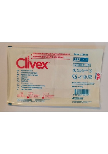 Clivex 9x15 Cm Steril Hazır Pansuman Yara Örtüsü 25 Adet Non Woven