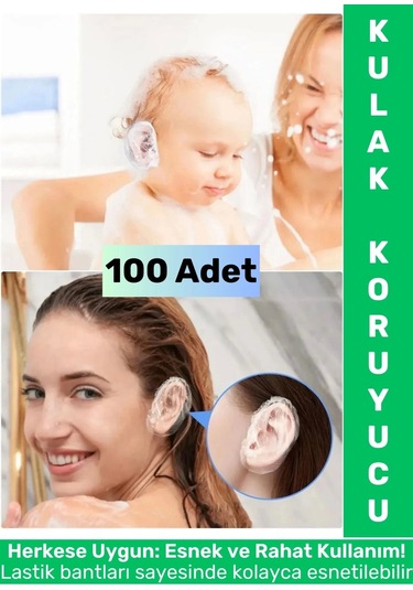 Yetişkin Çocuk Kullanım Banyo Deniz Havuz Yüzme Su Kaçma Önleyen Koruyucu Esnek Kulak Bonesi 100 Adt Çok Renkli