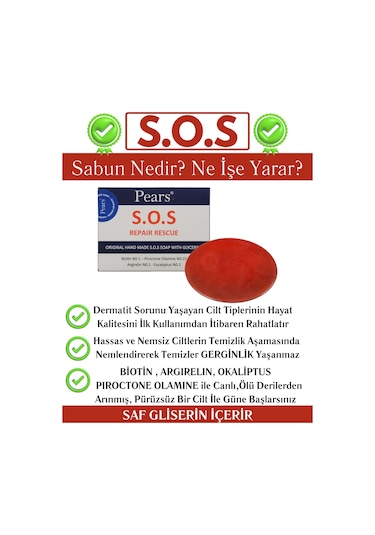 Pears S.o.s Repair Rescue Soap Gliserinli Cilt Onarım Sabunu 120 G
