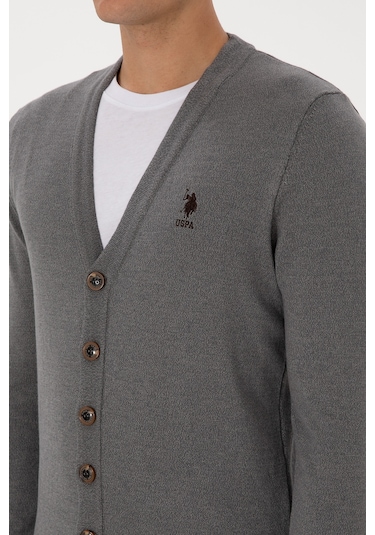 U.s. Polo Assn. Erkek Gri Melanj Hırka Triko 50313702-vr086 Gri Melanj