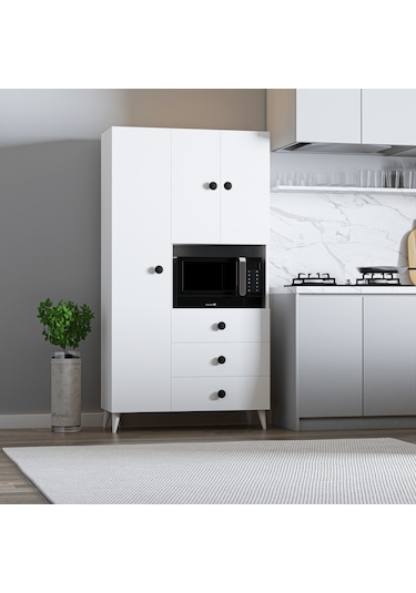 Çok Amaçlı Mutfak Mikrodalga Fırın Dolabı Beyaz