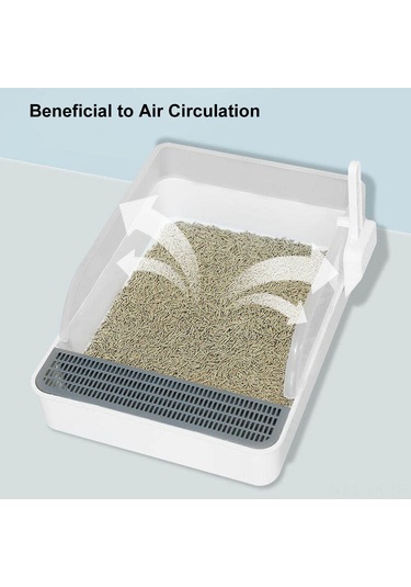 Vkemall Beyaz Kedi Kumu Sandığı, Koku Giderici, Yarı Kapalı Tasarım, Dışarı Sızıntı Engelleyici, S Boyutu Yavru Kedi