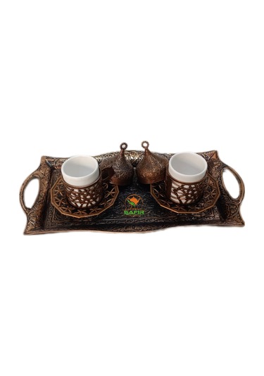 Safir Şah Sultan Kahve Takımı 2 Kişilik Bakır Kahve Takımı A++
