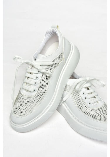 Fox Shoes S274048509 Beyaz Taşlı Kadın Spor Ayakkabı Sneakers Beyaz