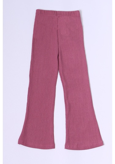 Kız Çocuk Tayt İspanyol Paça Karakter Nakışlı F15 Mürdüm